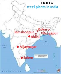 STEEL PLANTS IN INDIA, GEOGRAPHY BOARD CLASS X