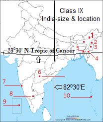 Class IX India - Size and location Term I Map work