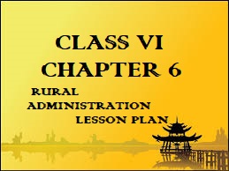 Class VI Chapter 6 Rural Administration Lesson Plan As Per Bloom’s Taxonomy